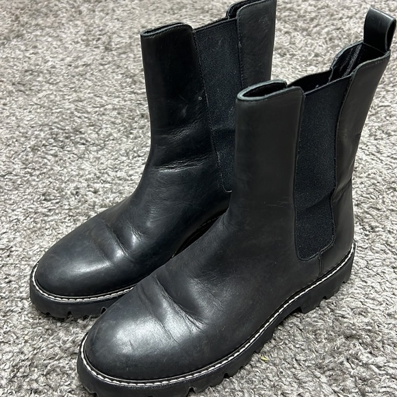 JCrew Gwen Chelsea Boots Booties Womens Black Lug Sole Leather Jaden preowned